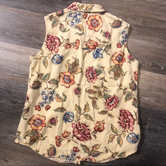 Liz Claiborne Floral Button up collared Tank - Picture 4 of 5